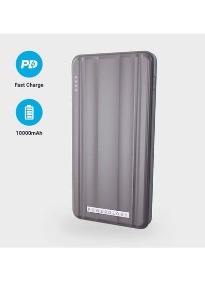 Buy 10000mAh Slim Power Bank, Fast Charging Powerbank - Grey in UAE