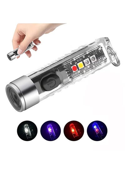 Buy Mini LED Flashlights USB Rechargeable Small Keychain Flashlight with 10 Modes of Main & Side Light, Portable Pocket EDC Flash Light for Daily Using, Camping, and Hiking, etc. in Saudi Arabia