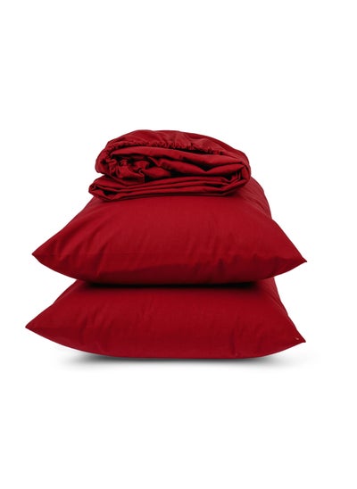 اشتري Fitted Sheet Set Burgundy 120x200 في مصر