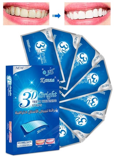 Buy 14 Pcs 7 Pairs 3D Bright Teeth Whitening Strips Safe Formula 100% Genuine Branded PAP+ Teeth Whitening Strips 7 Treatments Professional Teeth Whitener for Teeth Enamel & Stains Removal | Unisex in UAE