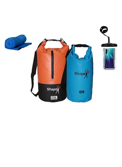 اشتري Waterproof Marine Dry Bag Backpack PVC 500 Tarpaulin 20L & 10L Roll Top Dry Floating Sack Keep Gear Dry for Beach Fishing Kayaking Rafting Boating Swimming Camping Hiking with Towel & Phone Case في الامارات