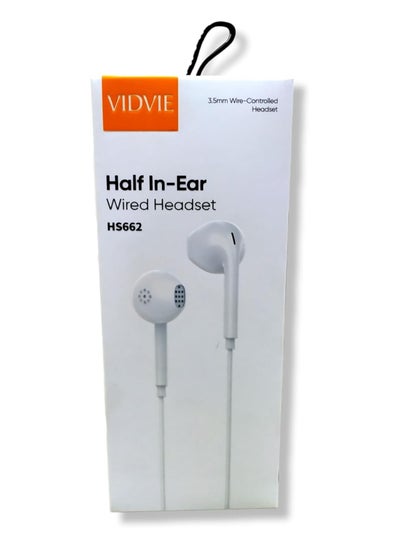 Buy VIDVIE in-ear wired headphone with high-resolution microphone, model HS662, white color in Egypt