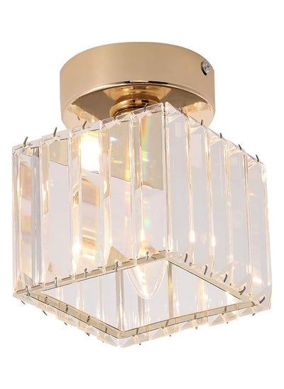 Buy Mini Crystal Ceiling Light, Semi Flush Mount Square Ceiling Lamp Modern LED Ceiling Lighting fixture Gold Pendant Light Ceiling for Hallway Entryway Bedroom Balcony in Saudi Arabia