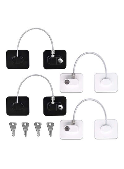 Buy Pack of 4 Child Safety Cable Fridge Window Lock with Key Set - Black/White in Saudi Arabia