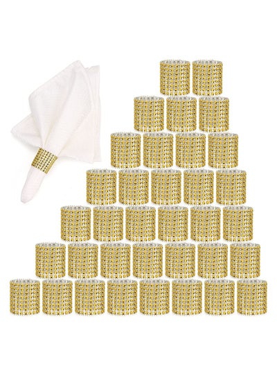 Buy 100 pieces Golden Rhinestone Napkin Rings for Banquet Decoration Scene Layout in Saudi Arabia
