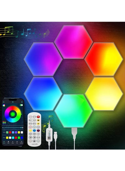 Buy Hexagon Gaming Lights Indoor Wall Lamps RGB Bluetooth LED APP Remote Control Night Light Computer Game Room Bedroom Bedside Decor -6 modules in UAE