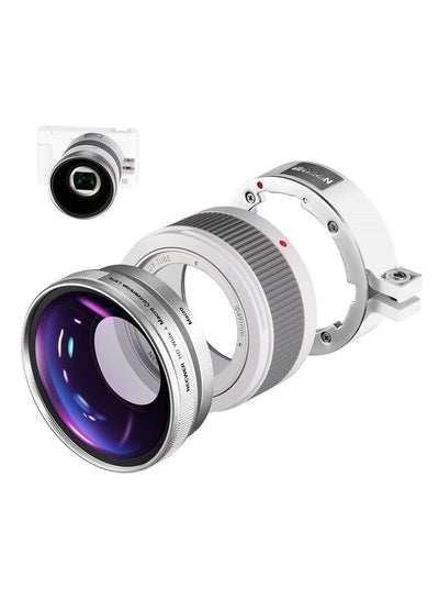 اشتري NEEWER Wide Angle Lens Compatible with Sony ZV1 Camera, 2 in 1 18mm HD Wide Angle & 10x Macro Additional Lens with Extension Tube, Bayonet Mount Lens Adapter, Cleaning Cloth (White Frame) في الامارات