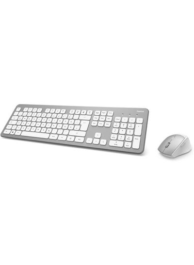 Buy KMW-700 Gulf Wireless Keyboard and Mouse Set D3182676 Silver/White in UAE
