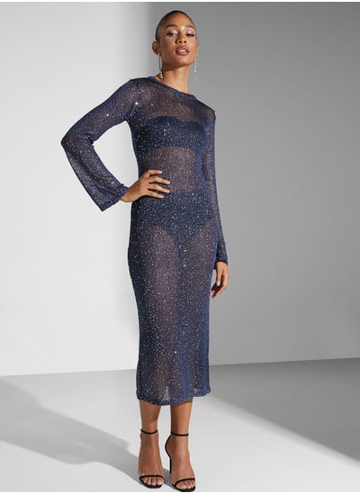 Buy Puff Sleeve Sequin Dress in Saudi Arabia