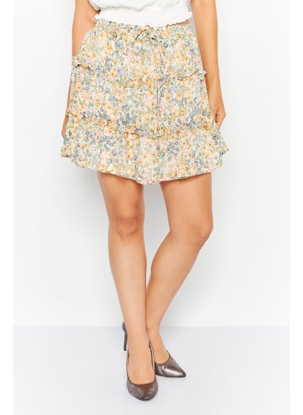 اشتري Women Floral Print Skirt, Ivory Combo في الامارات