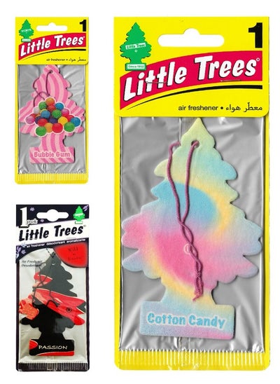 Buy 3 Pcs Hanging Paper Card Air Freshener, Cotton Candy, Passion, Bubble Gum in UAE