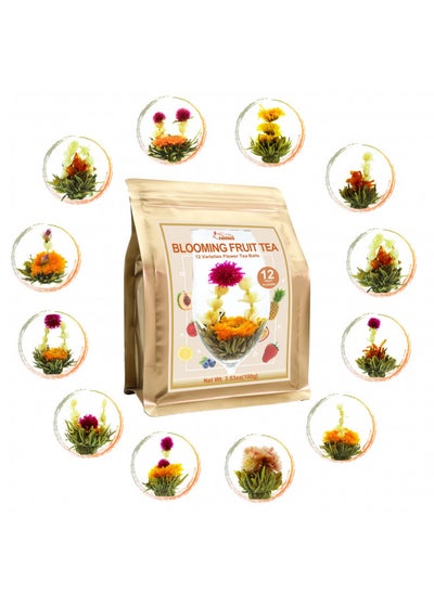 Buy FullChea - Blooming Flowering Tea, 12 Unique Varieties - Flowering Tea in 12 Delicious Fruit Flavors - Gift For Tea Lovers, Anniversary, Valentine, Birthday in UAE