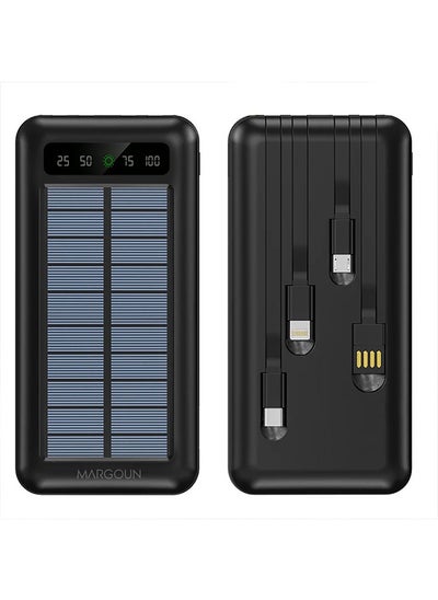 اشتري Solar Power Bank Big Capacity Charging Powerbank With Cable External Battery Phone Fast Charger في الامارات