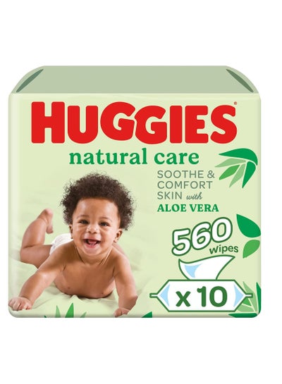 Buy Natural Care Wet Baby Wipes, 560 Count ( 10x56) - Aloe Vera, Skin Loving Natural Fibres in UAE