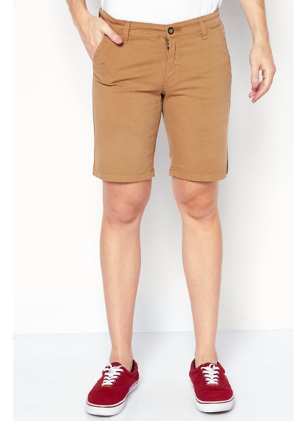 اشتري Men Slim Fit Plain Basic Short, Beige في الامارات