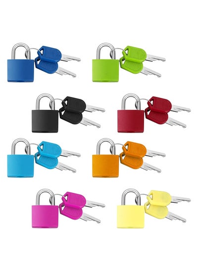 اشتري Suitcase Locks with Keys, Colored Plastic Casing Padlock Small Luggage Metal Mini Used for Student Bag, School Gym Classroom (Fresh Color, 8 Pieces) في السعودية