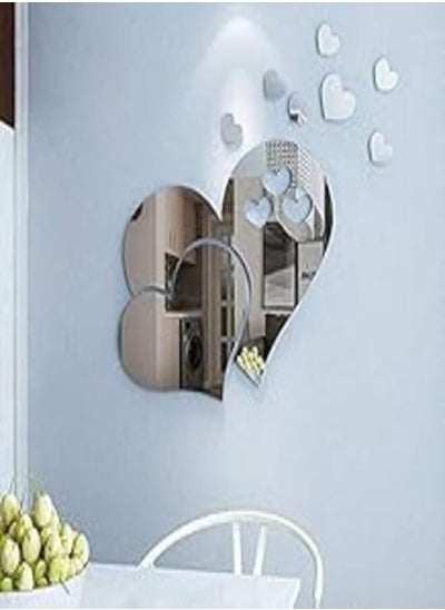 اشتري 23pcs Heart Shape Mirror Wall Sticker 3D Art Wall Decal Removable Mirror Wall Sticker for St. Valentine's Day Home DecorationThree-Dimensional Acrylic Mirror Wall Sticker في مصر