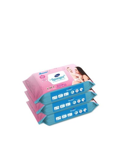 اشتري Sponge Baby Wet Wipes 150 X 200 Mm 72 Wipes;Pack (White Pack Of 3 216 Wipes) في الامارات