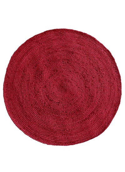 Buy HandMade jute rug soft and durable  BR-060 red round rug for bedroom,living room carpet. in UAE