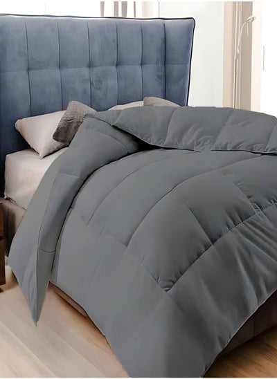 Buy Duvet Cotton Single(150x200) Double(200x220), Color Grey in UAE