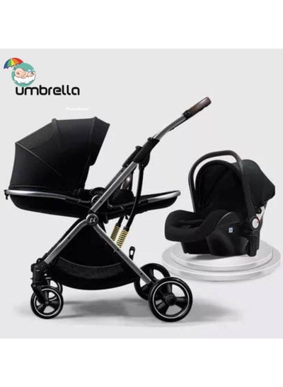 Buy STROLLER WITH CAR SEAT UMBRELLA X9 LUXURY IN TWO DIRECTIONS -BLACK in Saudi Arabia