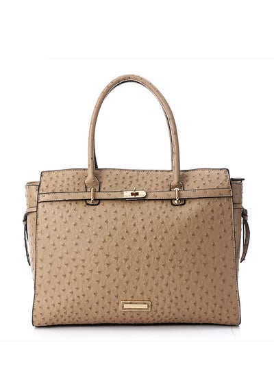 Buy Patterned Leather Handbag With Decorative Lock in Egypt