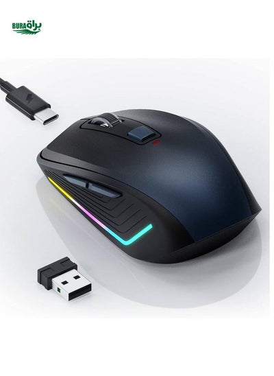 Buy JOMAA JOMAA Wireless Mouse Backlit Rechargeable Mouse For Laptop,Small Cordless Mice With Quiet Click Colorful LED Lights ,3 Levels DPI Mouse For PC Computer Windows(Black) in UAE