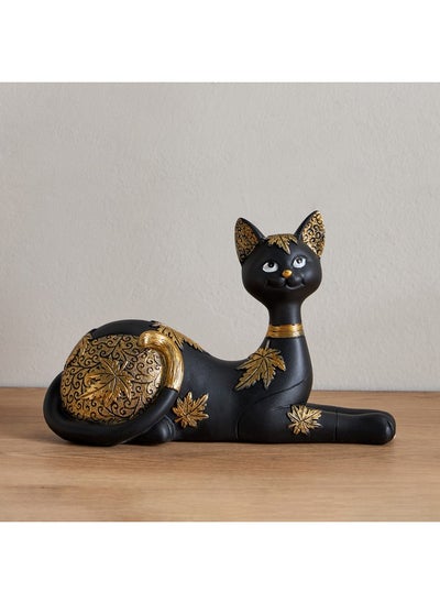 Buy Marcel Polyresin Sitting Cat with Detailing 25 x 9 x 16 cm in Saudi Arabia