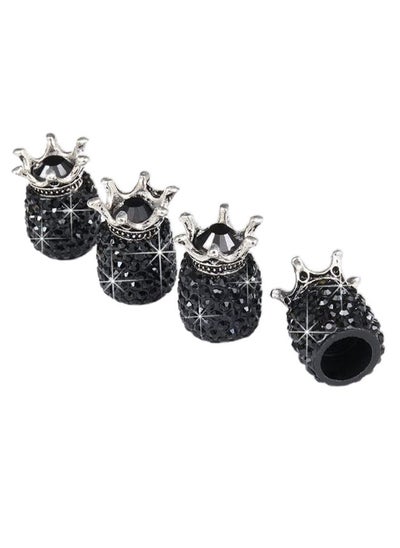 Buy 4-Piece Crown Bling Rhinestone Tyre Valve Cap Set in UAE