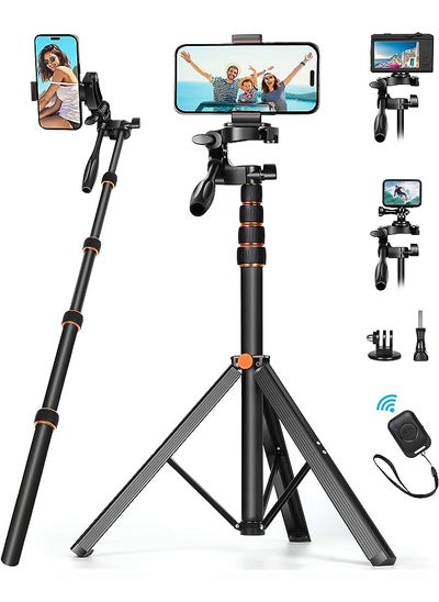 اشتري 63.5", Ufanore Extendable Tripod For Mobile With 360° Rotatable Pan Head, Aluminum Alloy & Flexible Selfie Stick Tripod With Remote, Travel Tripod Stand For Iphone/Gopro, Detachable&Portable في السعودية