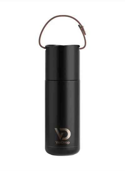Buy VOIDROP Thermo Bottle Insulated Bottle 12oz Thermos Cup 350ML Portable Thermos Cup with Silicon Strap Travel Water Bottle Stainless Steel Kids Cups Stainless Steel Toddler cups (CHARCOAL BLACK) in UAE