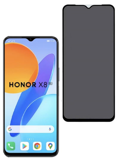 Buy Tempered Glass Screen Protector Anti-Spy Privacy Designed For Honor X8 5G Full Glue Edge to Edge Full Screen Coverage And Bubble Free in UAE