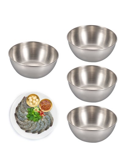 Buy 4pcs Stainless Steel Dip Bowls Round Seasoning Dishes Sushi Dipping Bowl Saucers Bowl Mini Appetizer Plates Seasoning Dish Saucer Plates (Silver) in UAE