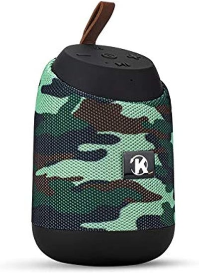 اشتري K37 Bluetooth Mini Portable Speaker with Calling - FM Radio - USB- Card Slot Compatible with All Devices Army Color في مصر