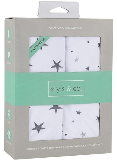 Buy Ely’s & Co. Patent Pending Waterproof Changing Pad Cover|Cradle Sheet 2-Pack Set for Baby Boy - 100% Cotton, Jersey Knit Cotton Sheets with Waterproof Lining — Grey Stars in Egypt