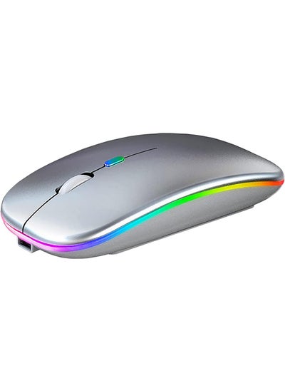 اشتري LED Wireless Mouse Rechargeable Slim Silent Mouse 2.4G Portable Mobile Optical Office Mouse with USB & Type-c Receiver for Notebook, PC, Laptop, Computer, Desktop في السعودية