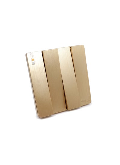 Buy Electric wall switch, Four buttons, golden, piano design in Saudi Arabia