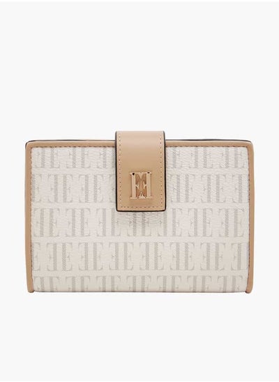 Buy Women Monogram Print Bi-Fold Wallet with Button Closure in UAE