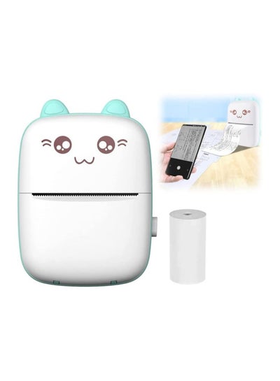 Buy Portable Printer, Mini Pocket Printer Wireless Bluetooth Thermal Printer with Thermal Printing Paper USB Cable for Note Photo Web Document Printing Label Receipt Study Home Office, Blue in UAE