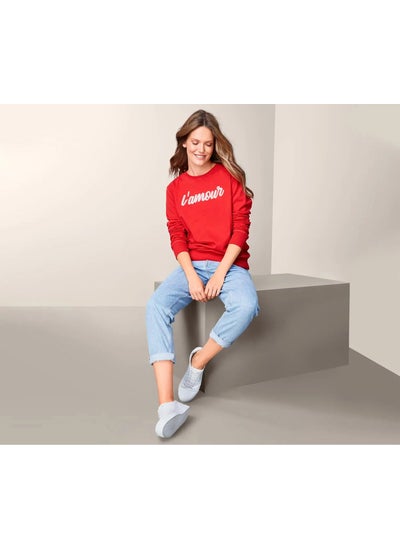 Buy Women Round Neck Sweatshirt, Red in UAE