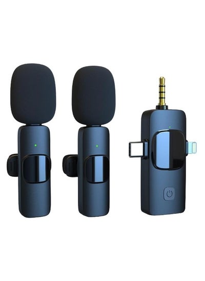 Buy Wireless Lavalier Microphone compatible with iPhone, Laptop, Computer, Android Phone, Camera – 3 in1 Wireless Receiver+ Mics for Podcast, Video Recording (3in1+2mics) in UAE