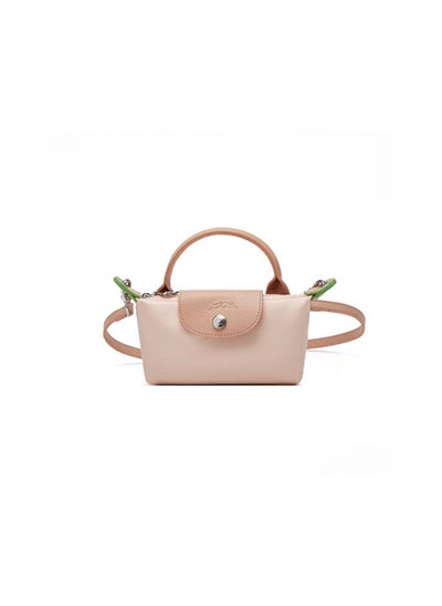 اشتري Longchamp Women's Classic Fashion Versatile Mini Makeup Bag, Handbag, Shoulder Bag, Handheld Small Bag Lotus root powder color في السعودية