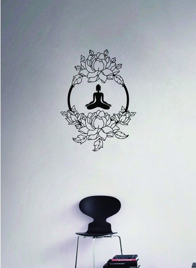 Buy Buddha in Floral Design Wall Decal - Wall Arts Home Décor - Wall Sticker, 70x90 cm by Spoil Your Wall in UAE