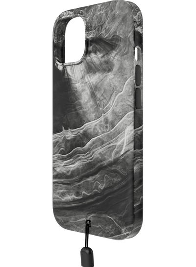 Buy Carve Marble for iPhone 15 Case Cover compatible with MagSafe with Lanyard - Black/White in UAE