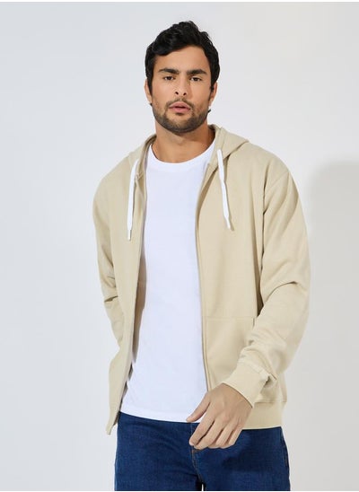 Buy Eco-Earth Relaxed Fit Zip Up Fleece Hoodie in Saudi Arabia