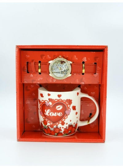 Buy Watch & Mug Gift Box Carefully Packed for Gifting to Lover Women Girls Birthday Anniversary Wedding Multicolor 19x17x10cm in UAE