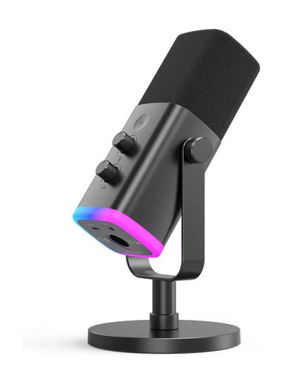 FIFINE XLR/USB Gaming Streaming Microphone, RGB PC Mic with Headphones Jack,  Mute Button, Gain Knob, Computer Mic for Recording Podcasting  Vocal  on PS4/PS5-AM8 price in UAE, Noon UAE