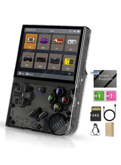 Buy RG35XX Plus Linux Handheld Game Console, 3.5'' IPS Screen, Pre-Loaded 6900 Games, 3300mAh Battery, Supports 5G WiFi Bluetooth HDMI and TV Output (64GB, Transparent Black) in UAE