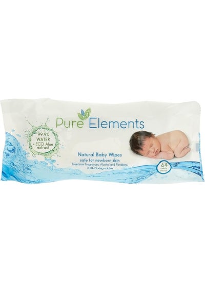 Buy Natural Water Wipes With Aloe Extract Value Pack 4 X 64 Sheets 256 in Saudi Arabia