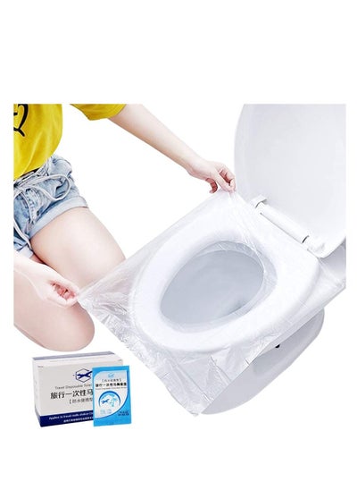 Buy 50 Pack Disposable Plastic Toilet Seat Cover Waterproof and Non Slip Individually Wrapped for Travel Perfect for Potty Training in UAE